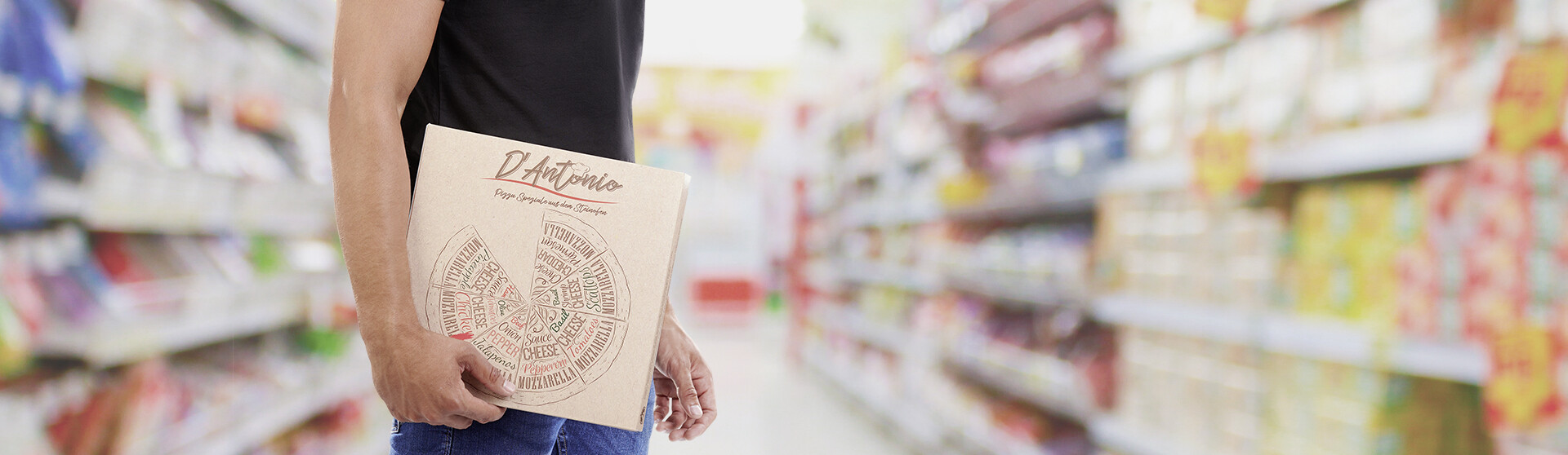 Pizzaverpackung im Supermarkt