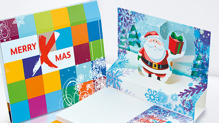 Aufklappbarer Haftzettelblock mit Weihnachts-Motiv
