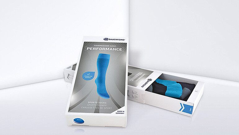 Kartonverpackung für Socken zum Aufschieben