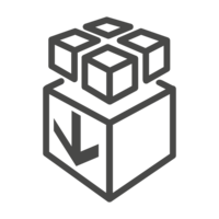 Graues Icon von vier kleinen Kartons mit Umverpackung