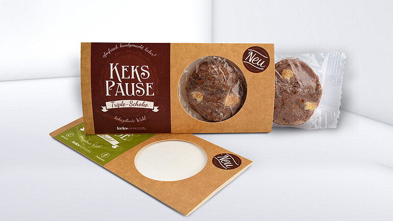 Keksverpackungen in moderner Kraftpapieroptik und Naturhaptik