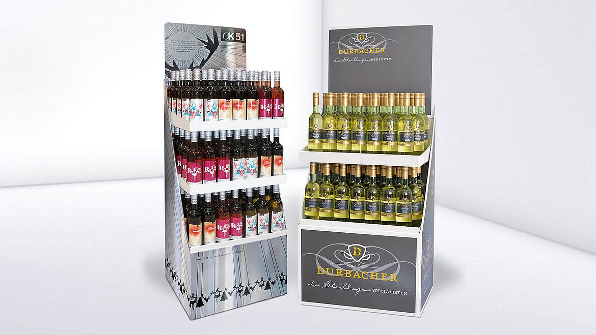 Flaschendisplays mit Logo-Druck