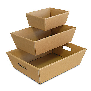 Präsentkorb 4-eckig Offene Welle Natur