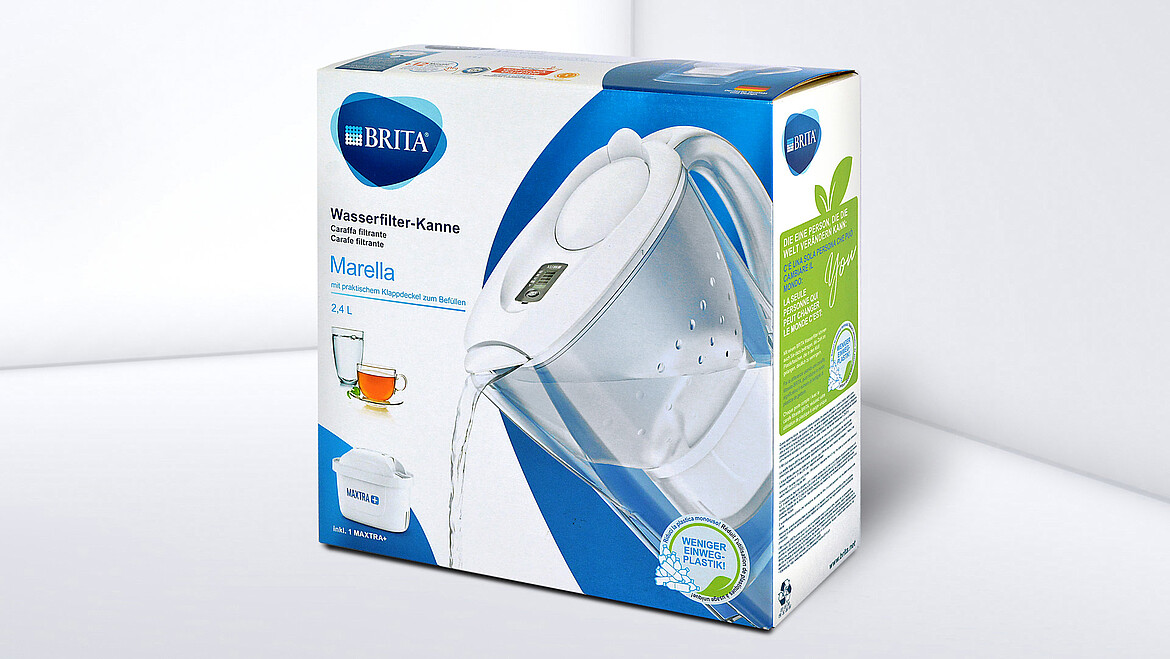 Produktverpackung aus kaschierter Wellpappe